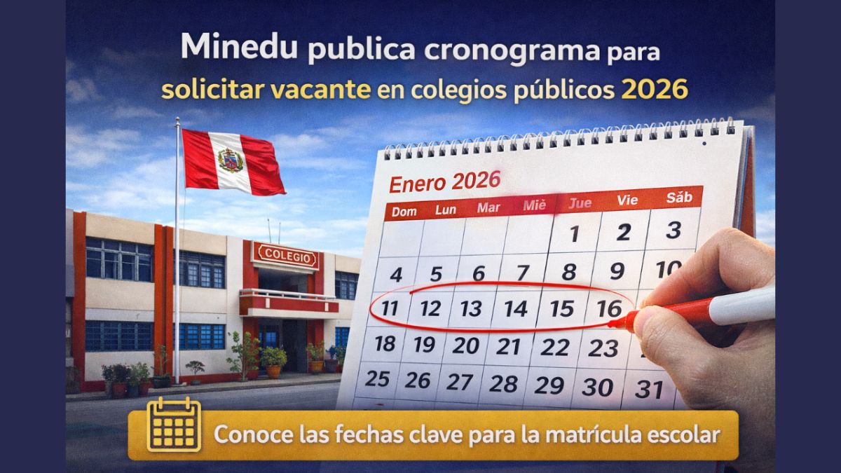 Minedu publica el cronograma oficial para solicitar vacante en colegios públicos 2026